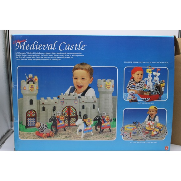 1995 Lil Playmates MEDIEVAL CASTLE VTG Knights Horses Cannon Draw Bridge NEW